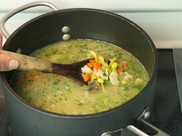 Turkey noodle soup, cooking
