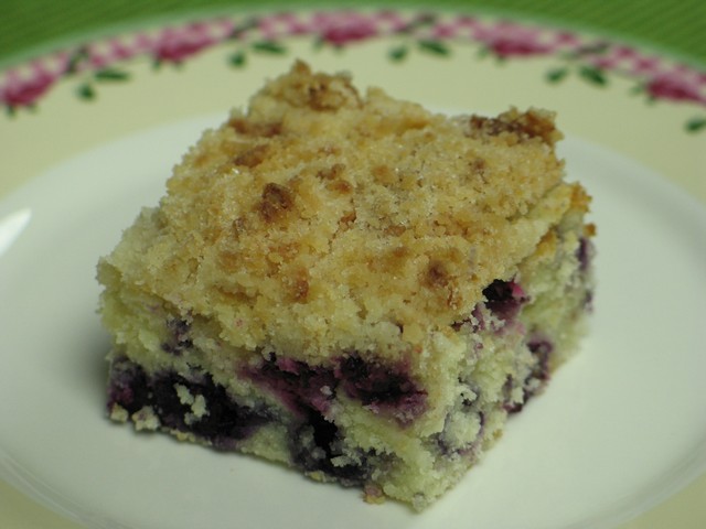 Blueberry cream cheese coffee cake, slice