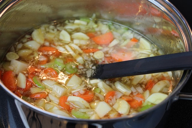 Cooking vegetables for soup