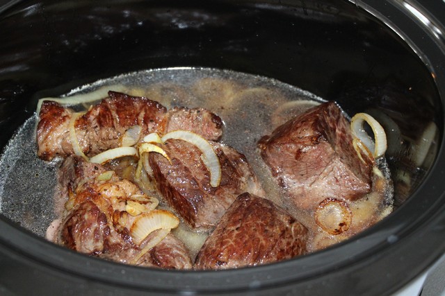 Preparing pot roast, beef from chuck