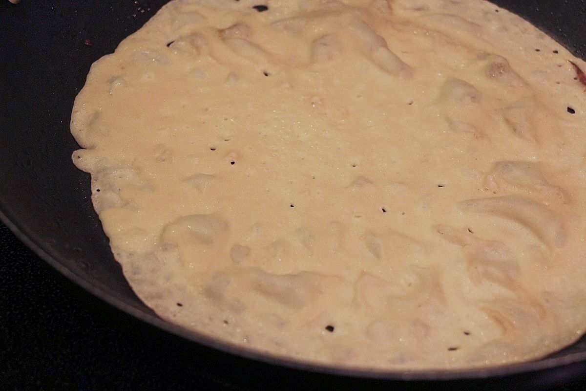 Norwegian pancakes, almost ready to flip