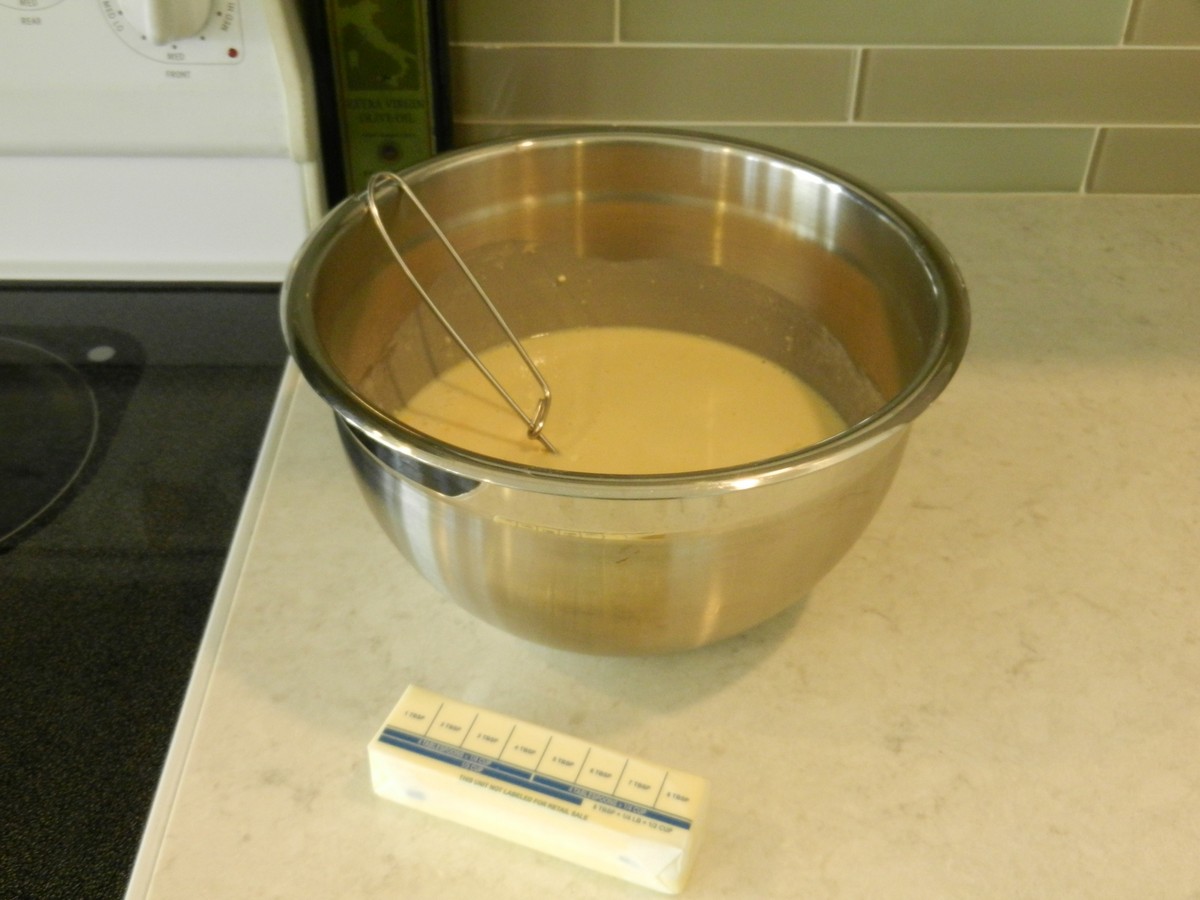Making Norwegian pancake batter, let sit for a while