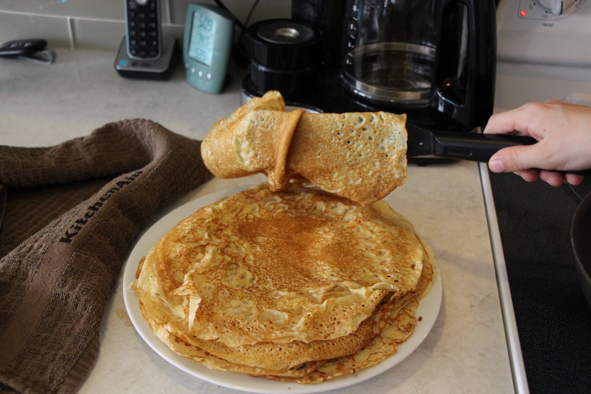 Traditional, authentic Norwegian pancakes, fried thin