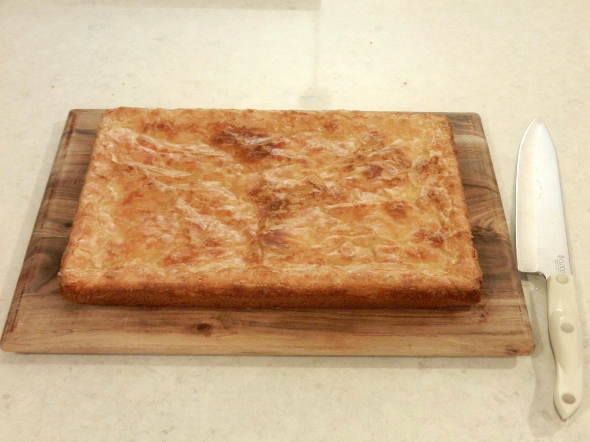 Cream Cheese Squares recipe, ready to cut into squares.
