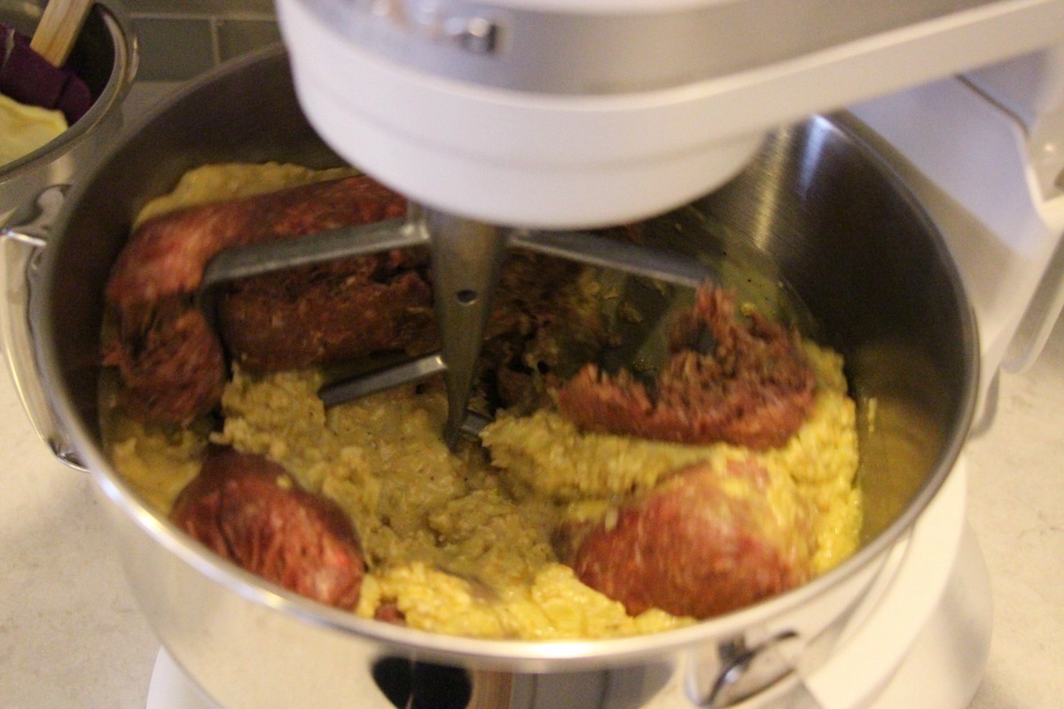 Mixing ingredients for Grandma's old fashioned meatloaf recipe. Picture tutorial.
