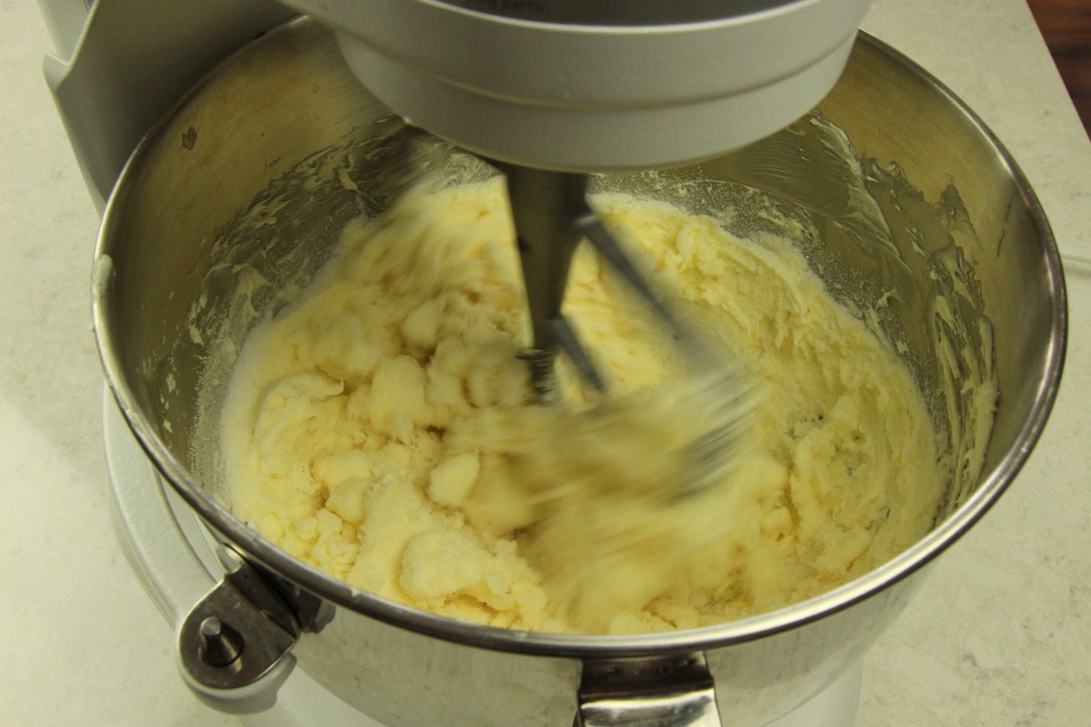 Mixing sugar cookie batter.