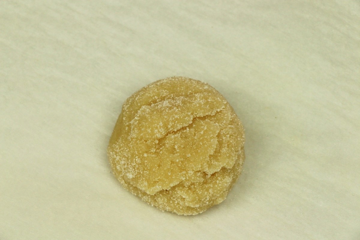 Sugar cookie dough, rolled in sugar.