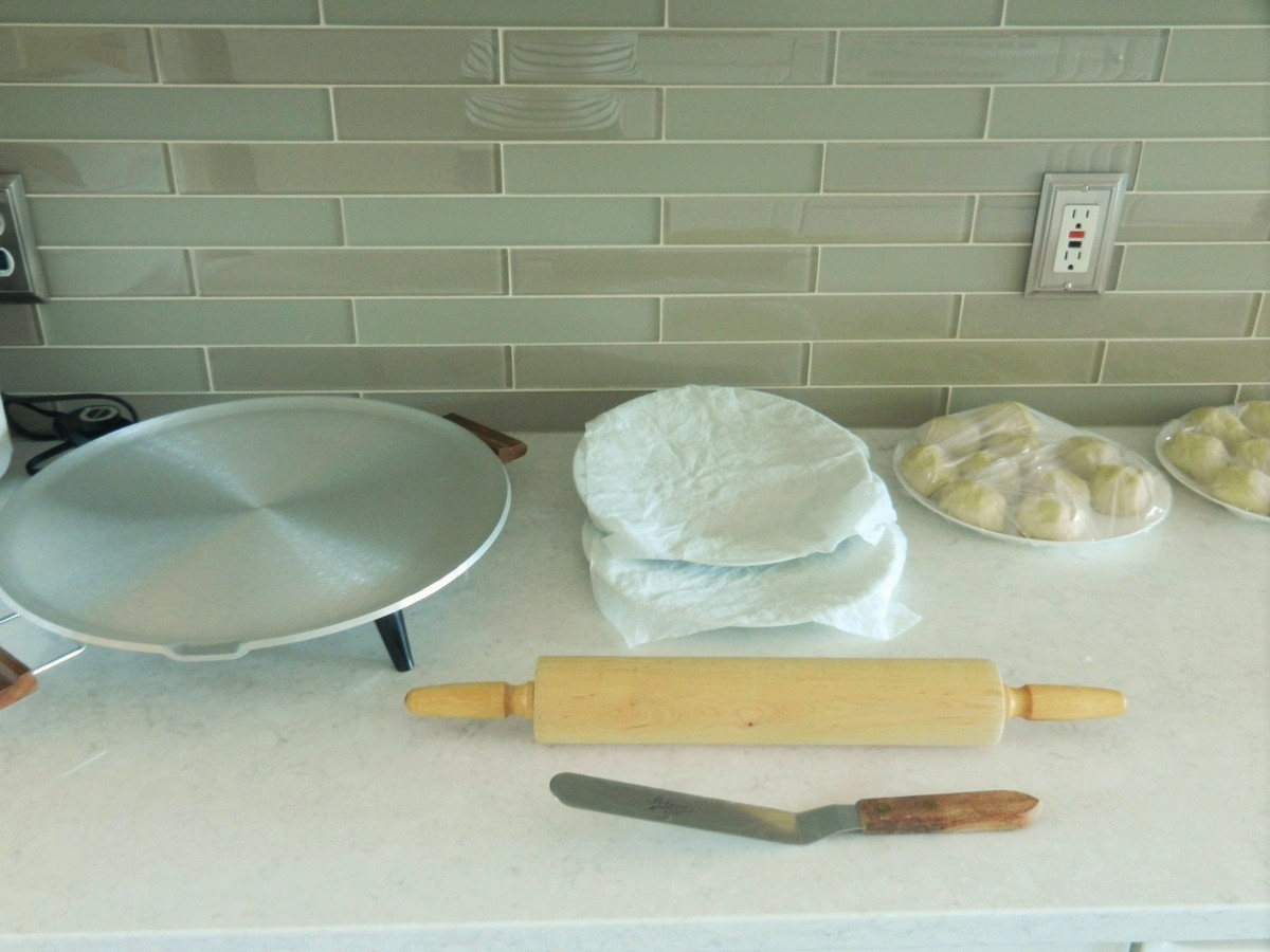 Preparing to make soft, homemade flour tortillas; picture recipe