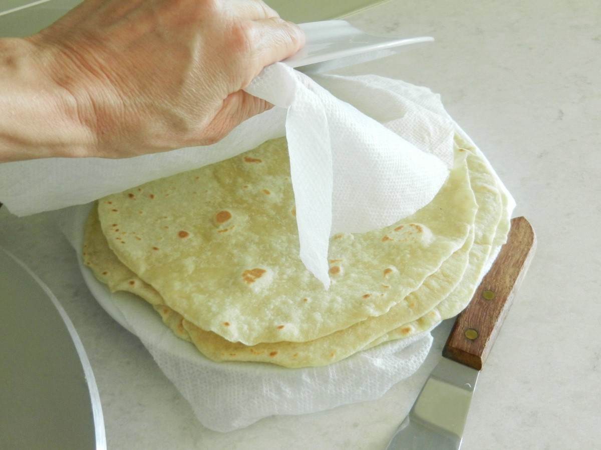 Soft homemade flour tortillas; picture recipe.