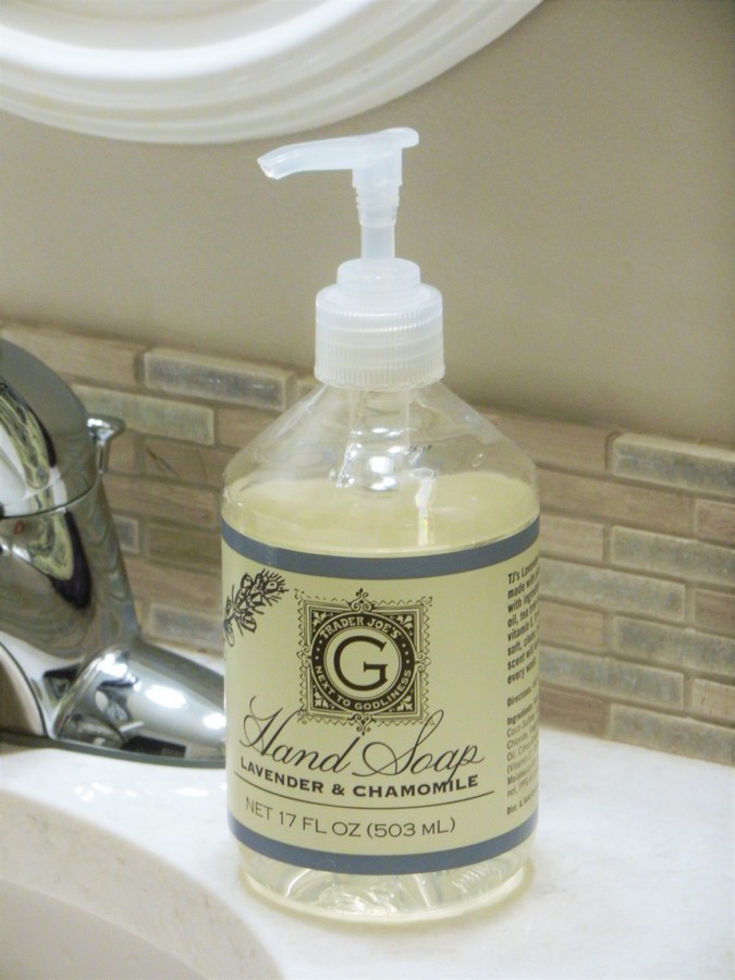 A look at ingredients and safety in soaps and lotions at Trader Joe's. Lavender & Chamomile Hand Soap.