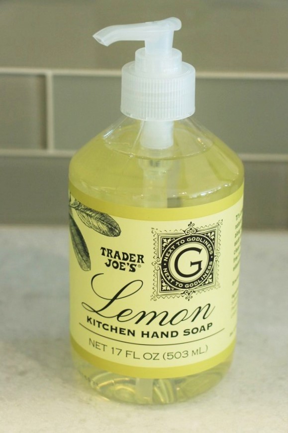 A look at ingredients and safety in soaps and lotions at Trader Joe's. Lemon Hand Soap.