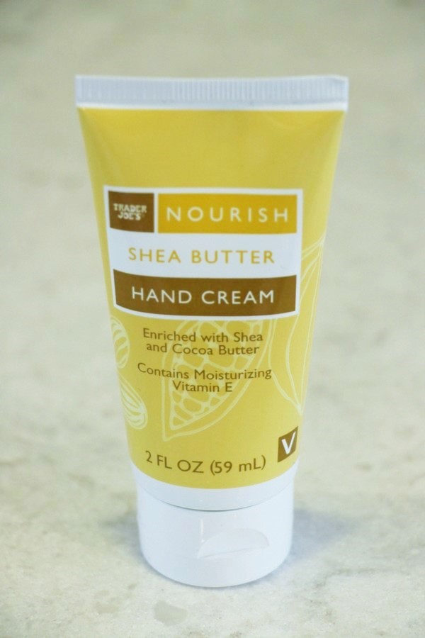 A look at ingredients and safety in soaps and lotions at Trader Joe's. Nourish Shea Butter Hand Cream.