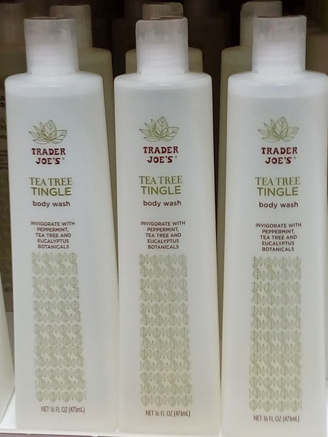 A look at ingredients and safety in soaps and lotions at Trader Joe's. Tea Tree Tingle Body Wash.