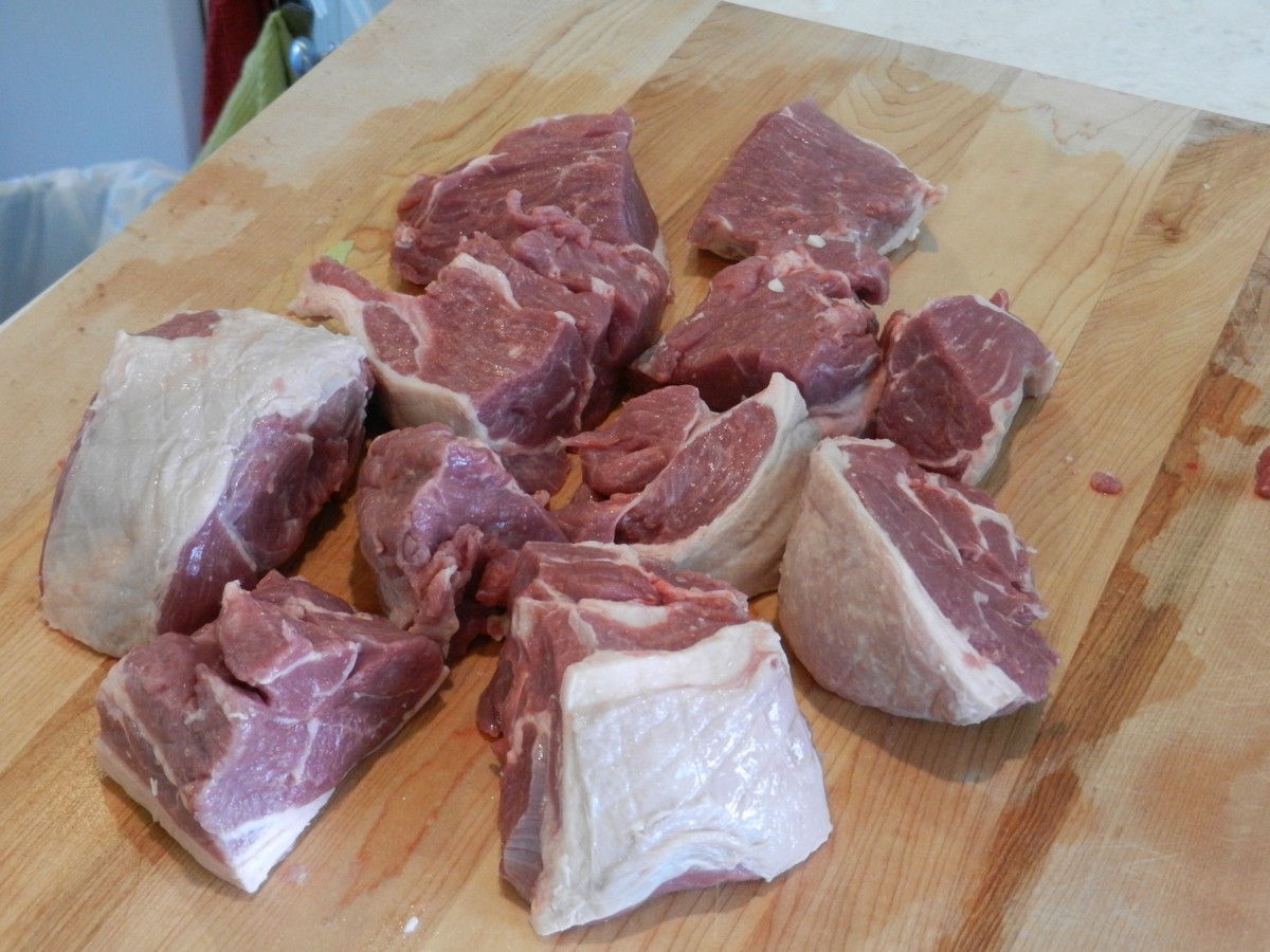 lLeg of lamb cut into pieces for Norwegian classic recipe.