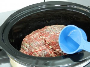 Then I added 1/2 c of water to the crock pot.